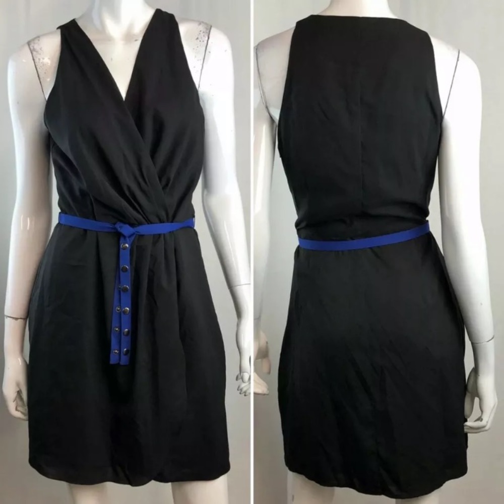 Hunter Dixon Belted Draped Pleated Flare Dress